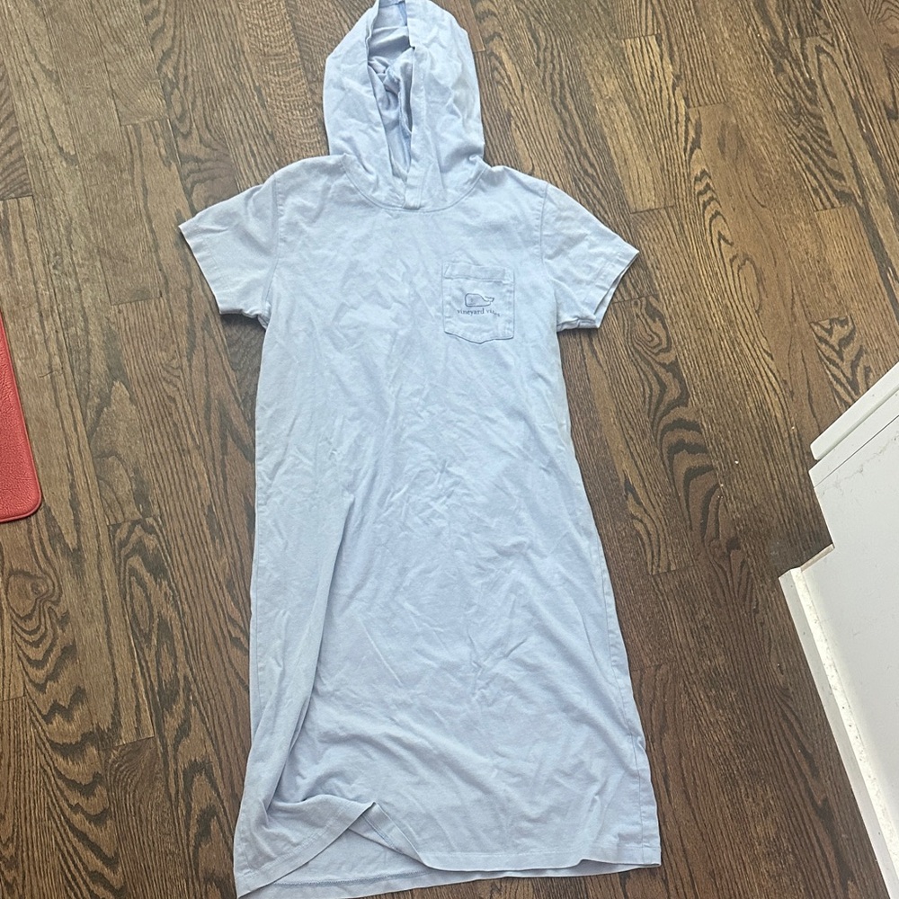 Girls like new LN Light Blue Hooded beach pool cover up T-Shirt Dress